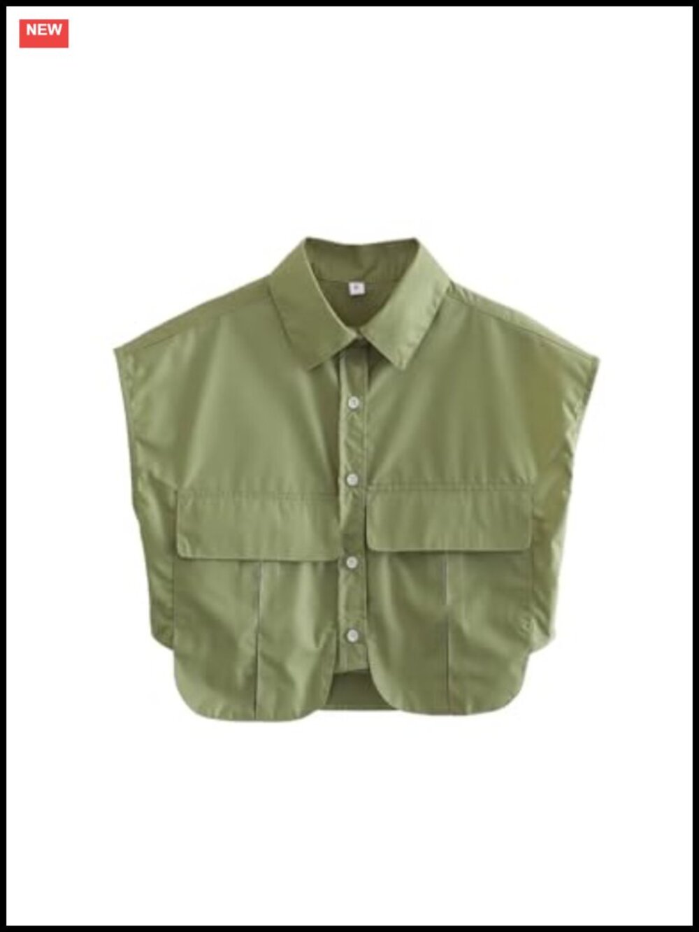 Sleeveless Button Down Crop Top Summer Lapel Shirt Blouse with Pockets